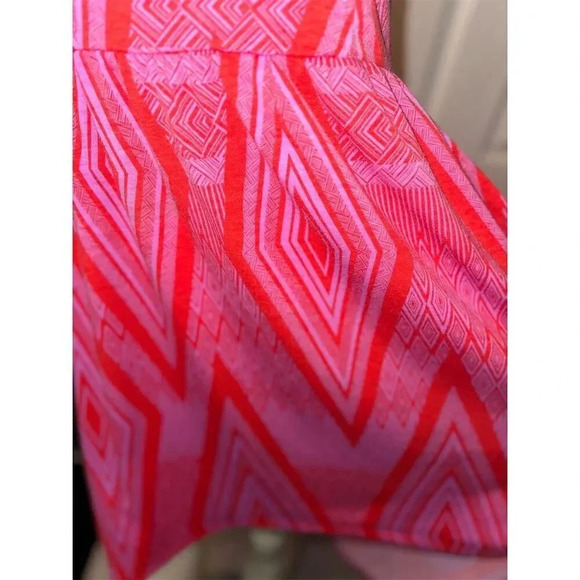 Xhilaration Women's XS Strapless High-Low Summer Dress Pink/Red Geometric - Picture 8 of 16